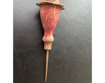 Vintage 6" 1950s Red Wooden Handle Ice Pick