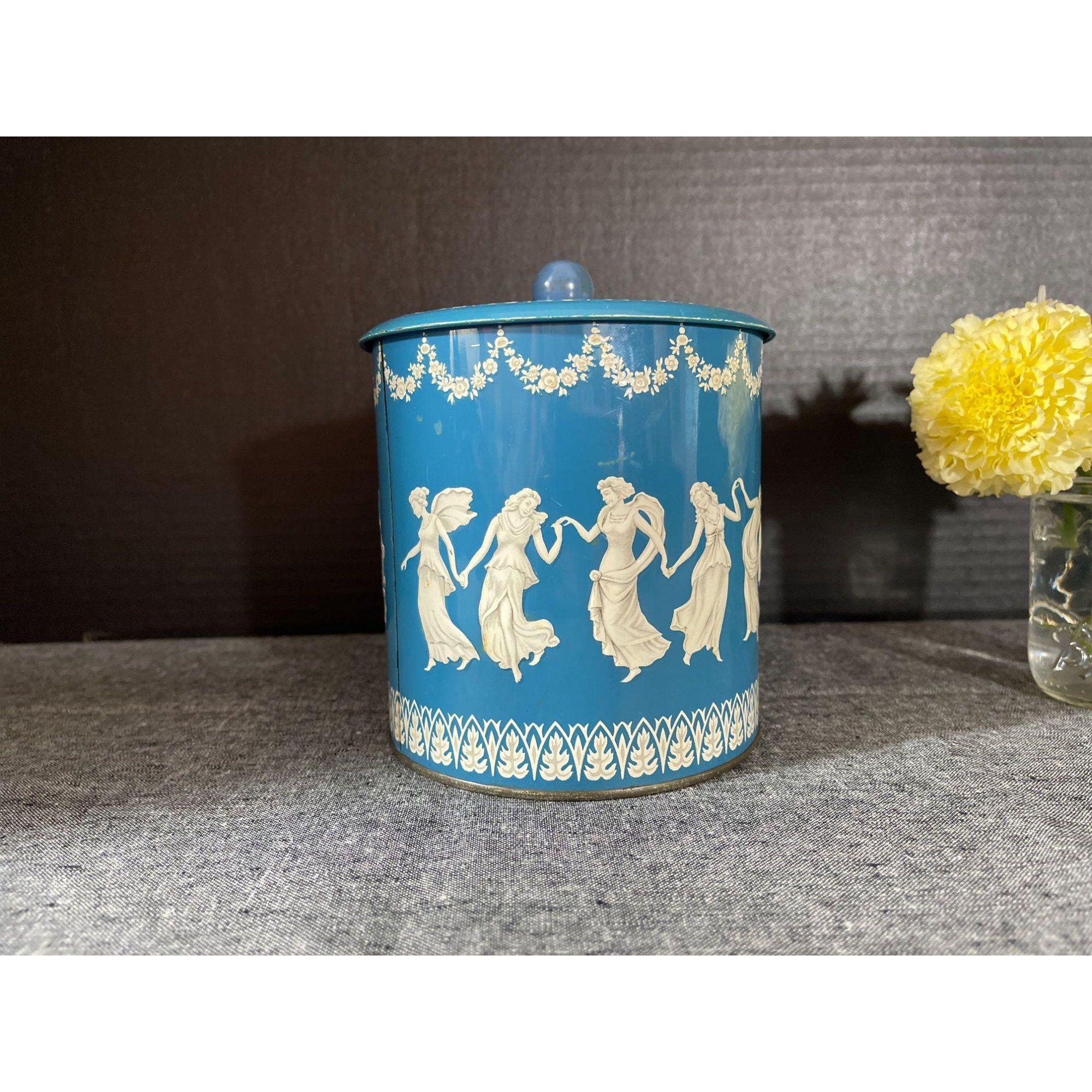 Wedgewood Inspired Blue Tin Container, Dancing Goddesses - Etsy
