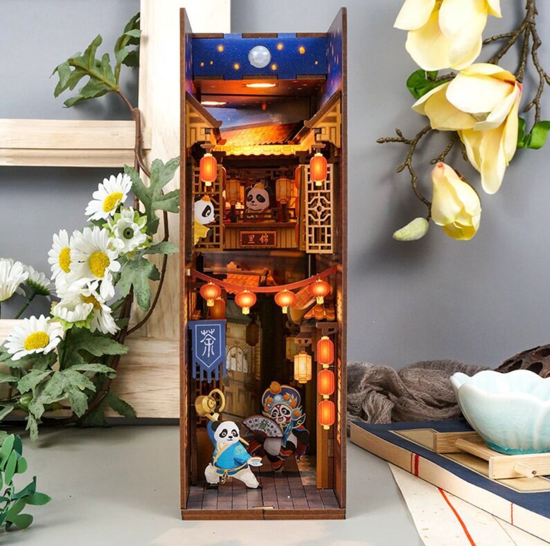 Book nook shelf insert Bookshelf diorama kit Bookshelf Etsy