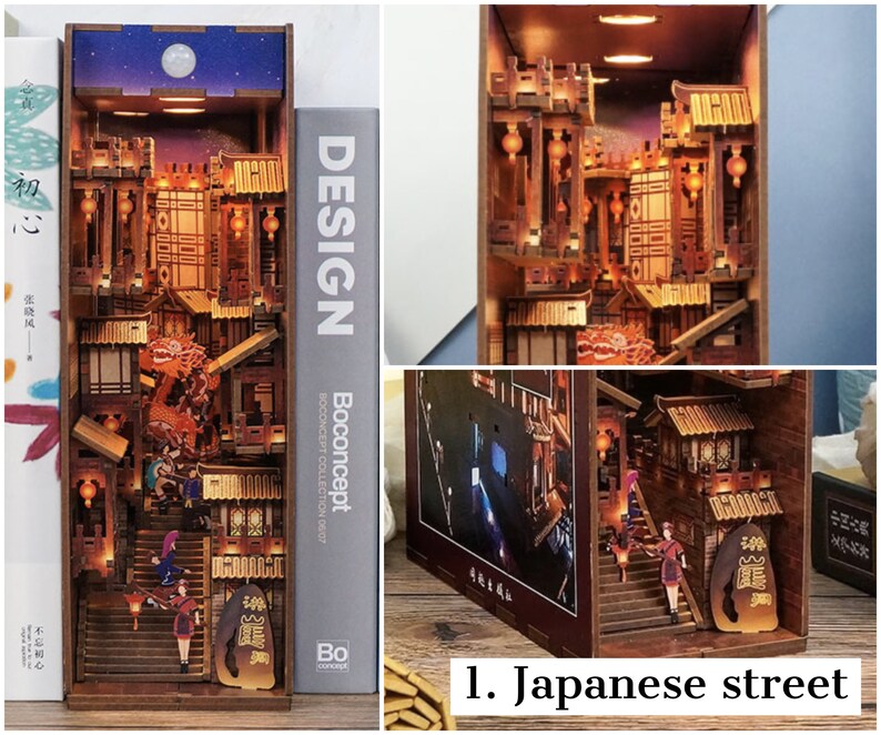 Book Nook Book Nook Kit Shelf Insert Diorama With Lights Etsy