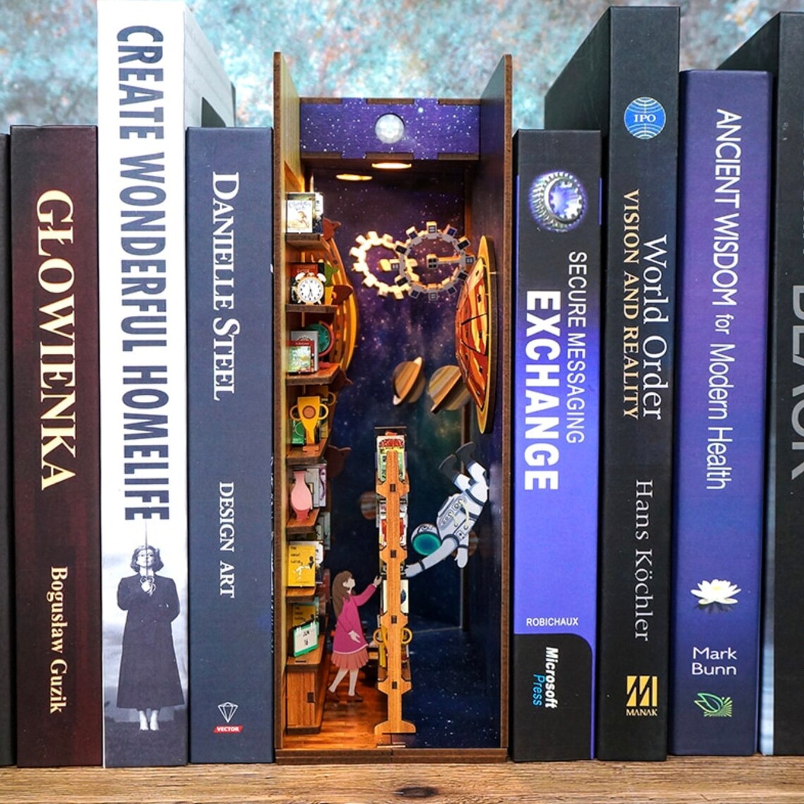 Book nook shelf insert kit Bookshelf book nook Book nook kit Etsy