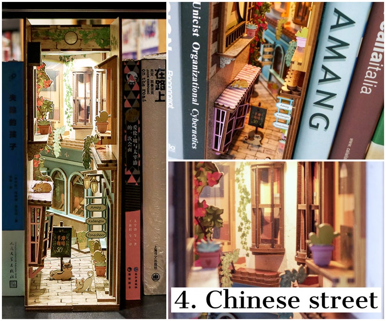 Book Nook Book Nook Kit Shelf Insert Diorama With Lights Etsy