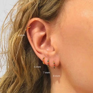 Multi Colour Stone Hoop Earrings | Colourful Stone Huggie Earrings | 925 Sterling Silver Hoop Earrings | 18K Gold Plated Huggie Earrings