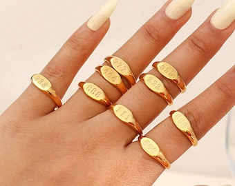 Angel Number Gold Ring | 111 222 333 444 555 666 777 888 999 | Custom Personalised Jewellery Necklace