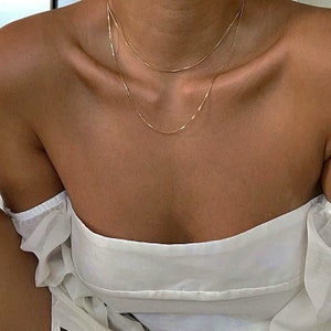 Minimalist Thin Snake Chain Gold Plated Necklace | Layering Necklace | Dainty Snake Chain Necklace | Herringbone Chain