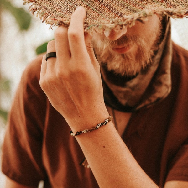 Earthy Macramé bracelet/anklet - handwoven, organic cotton, low-impact dyed