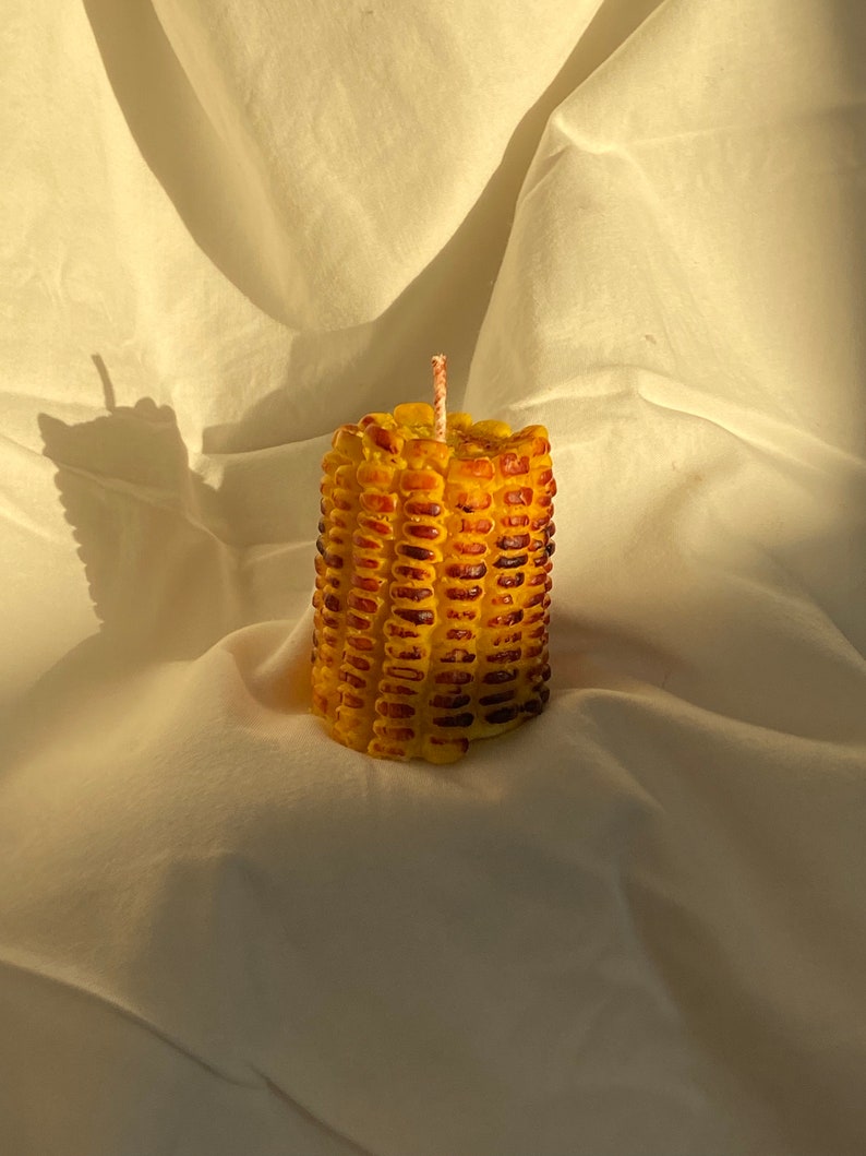 Grilled Corn Candle Vegan Soy Pillar Wax Unique Graduation, Birthday Gift Home Decor image 1
