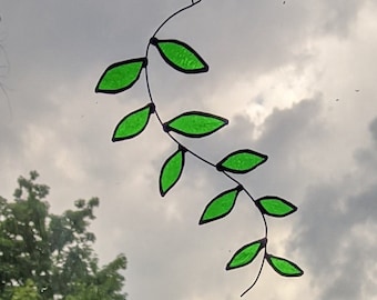 Leaves Stained Glass Window Suncatcher Decor