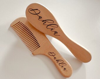 Set Personalized Baby Hair Brush Set,Baby Gift,Baby Shower Gift,Newborn,Wooden Brush, Custom Gift, Keepsake,Expecting Mom,BabyGirl,BabyBoy