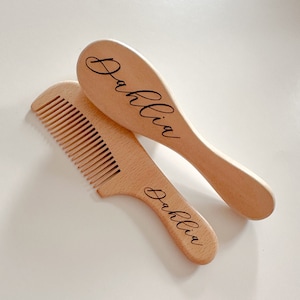 Set Personalized Baby Hair Brush Set,Baby Gift,Baby Shower Gift,Newborn,Wooden Brush, Custom Gift, Keepsake,Expecting Mom,BabyGirl,BabyBoy