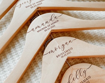 Engraved Personalized Bridesmaid Hangers - Wedding Hanger - Wooden Engraved Hanger - Bridal Dress Hanger - Wedding Name Hangers - Wedding