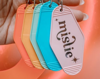 Personalized Keychain, Retro Motel Keychain, Colorful Keychain, Back to School, Retro Keychain, Unique Gift Idea, Car Keys, House Keys, Keys