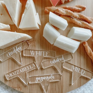 Acrylic Cheese Markers Set, Custom Round Cheese Markers, Reusable Cheese Markers, Charcuterie Board, Charcuterie, Hostess Gift, Cheese Board