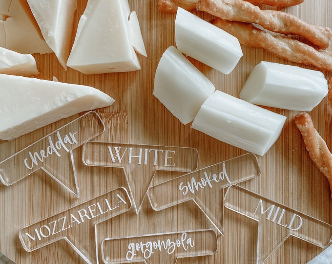 Acryl-Käse-Marker-Set, Benutzerdefinierte runde Käse-Marker, wiederverwendbare Käse-Marker, Charcuterie-Brett, Charcuterie, Geschenk für Gastgeberin, Käse-Brett