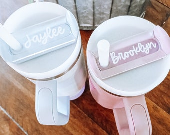 SALE - Stanley Lid Tag | CLEAR Name Plate | Name Plate Tag | Acrylic Personalized Name Tag | 20/30oz & 40oz Stanley Cup Topper, Tumbler