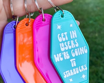 Get in Loser Keychain, Retro Motel Keychain, Colorful Keychain, Back to School, Retro Keychain, Unique Gift Idea, Car Keys, House Keys, Keys