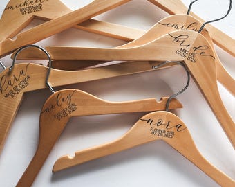 Small Flower Girl Engraved Personalized Bridesmaid Hangers - Wedding Hanger - Wooden Engraved Hanger - Bridal Dress Hanger - Wedding Hangers