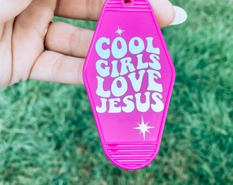 Cool Girls love Jesus Keychain, Retro Motel Keychain, Keychain, Back to School, Retro Keychain, Unique Gift Idea, Car Keys, House Keys, Keys