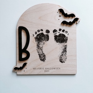 Halloween Baby Footprint Halloween Craft Baby&#39;s First Halloween Craft My First Halloween Activity Baby Footprint Decor Personalized Baby DIY