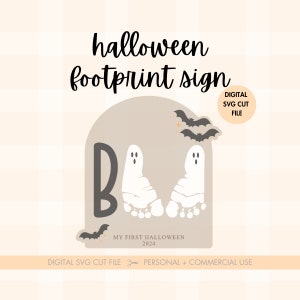 SVG Halloween Baby Footprint Halloween Craft Baby&#39;s First Halloween Craft My First Halloween Activity Baby Footprint Decor Personalized Baby
