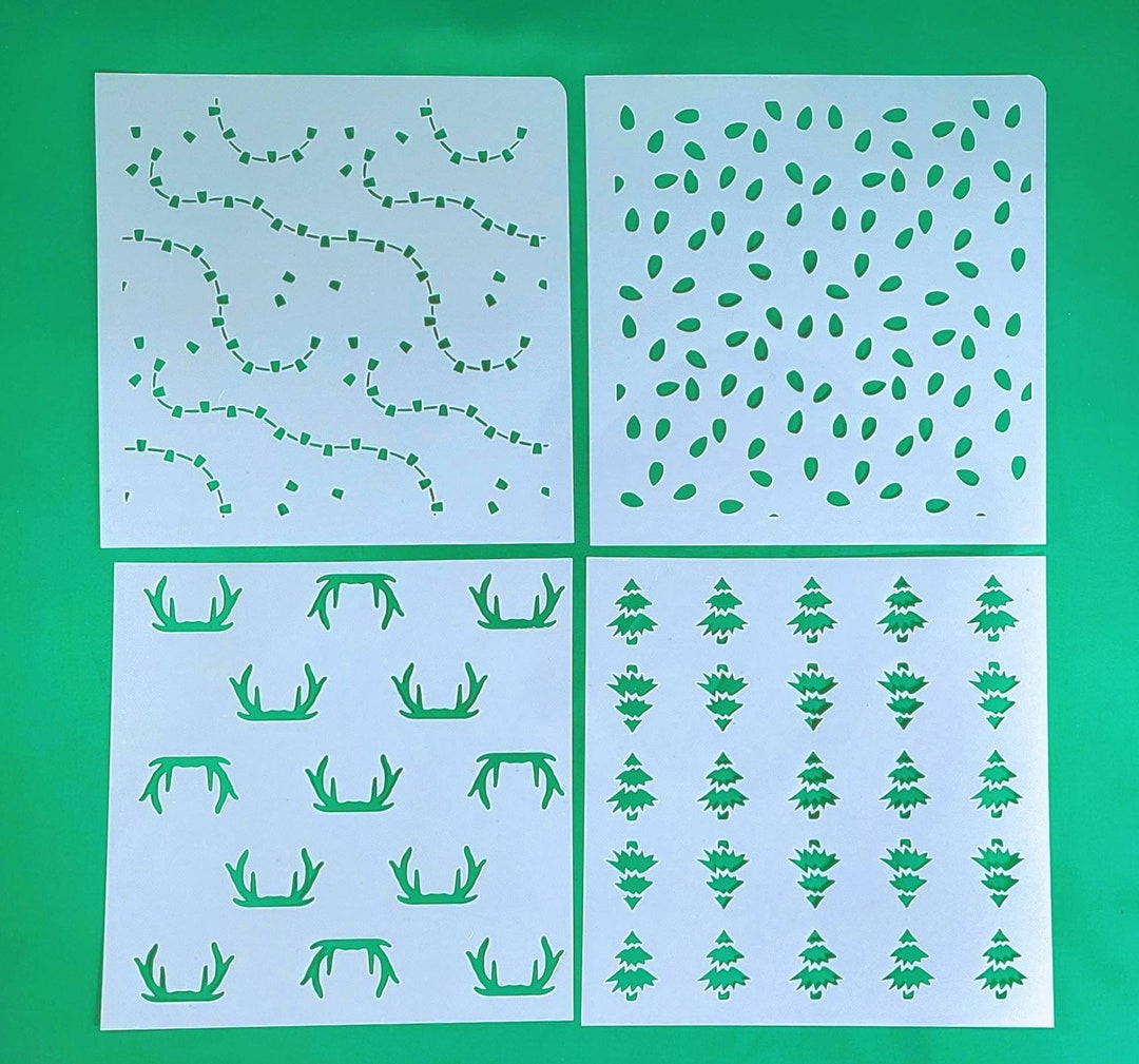4piece Layered Christmas Stencil Set Tree Silhouette Etsy