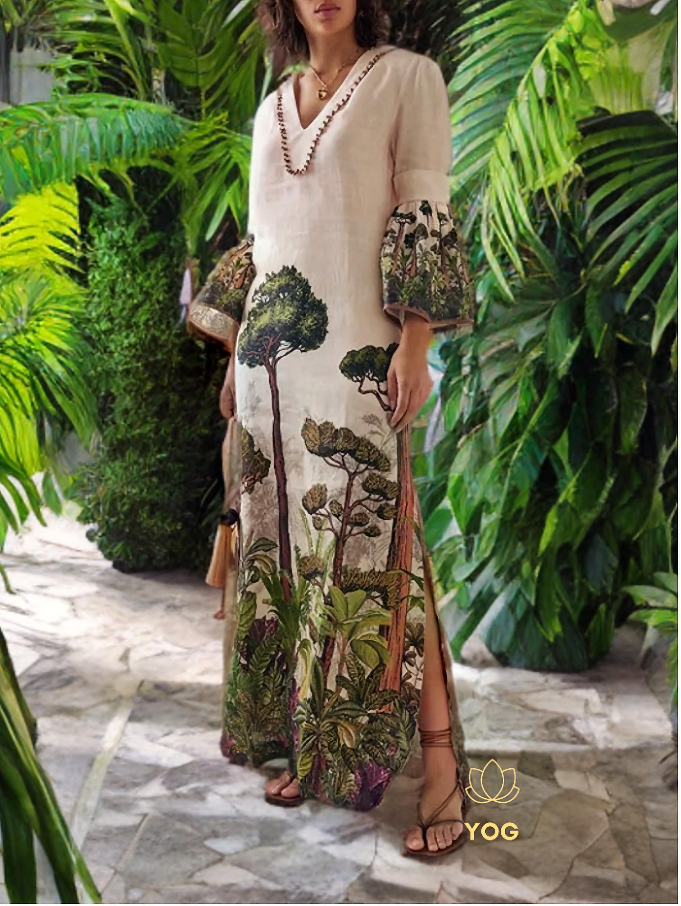 Maxi Dress Beige Floral - Etsy