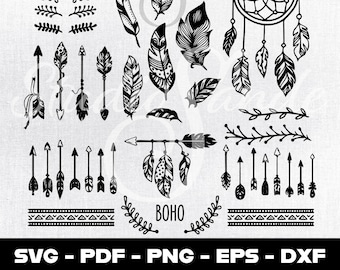 Feather SVG, Feathers SVG, Feather Clipart, cricut, Feather silhouette files , SVG Feathers,commercial use,Boho Feathers svg, Feather vector