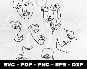 Abstract line face pattern bohemian woman faces SVG pdf eps dxf png