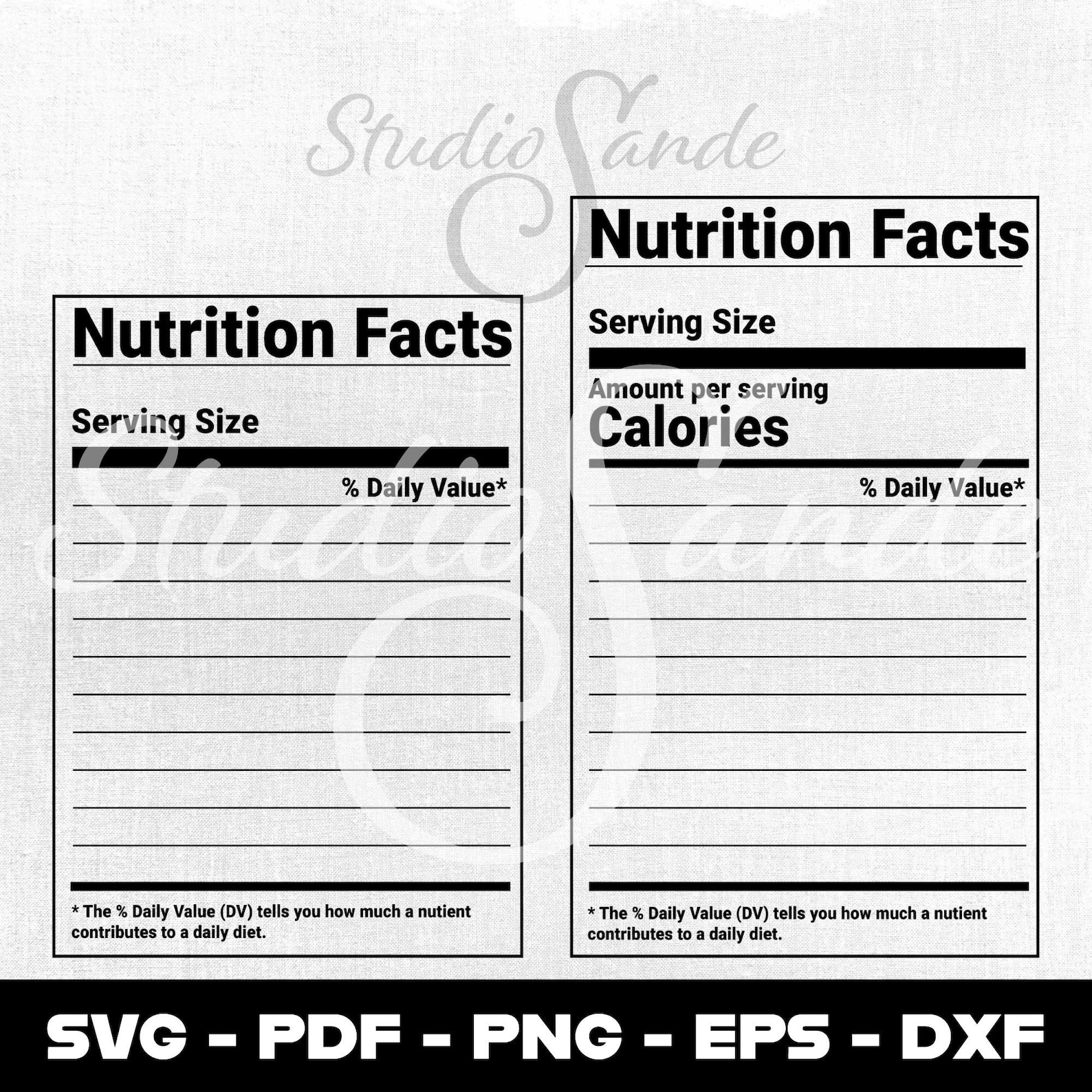 Blank Nutrition Facts Template With Font SVG Png Eps Dxf Pdf Etsy