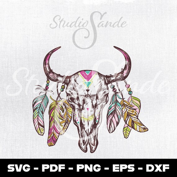 Bohemian Skull Handpainted Signs Boho Adventure SVG Pdf Eps Etsy
