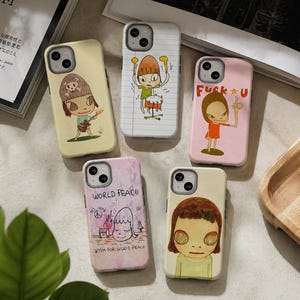 Yoshitomo Nara Art Phone Case, Moody Girl Illustration Cover, Protective Shell