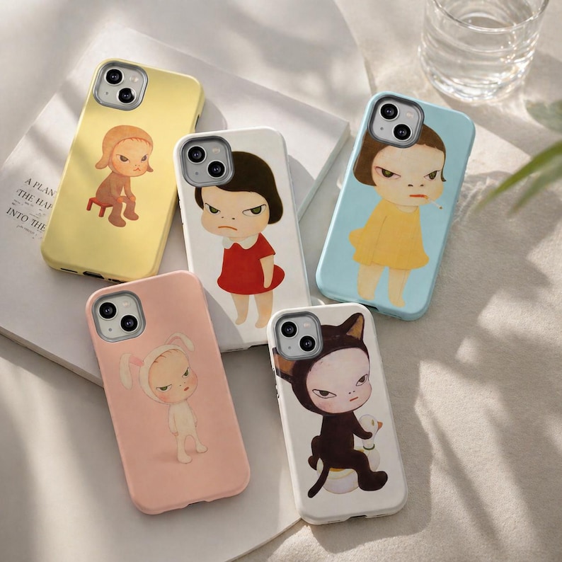 Yoshitomo Nara Moody Girl Phone Case | Japanese Art iPhone Samsung Pixel Shell image 1