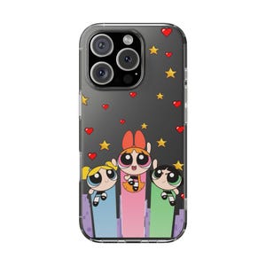Powerpuff Girls Clear Phone Case, Cute Phone Cover, Cartoon Gift, Girls&#39; Accessory, Birthday Present, Trendy Phone Accessory