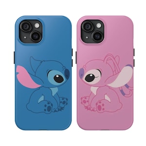 Fundas de teléfono resistentes a juego para parejas, diseño de dibujos animados de Stitch: regalo perfecto para San Valentín, aniversario, relación y amor.
