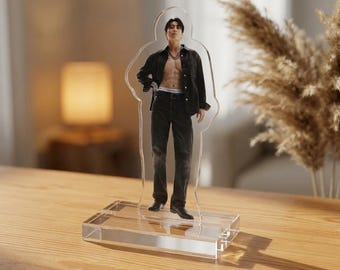 Jungkook Black Leather Jacket Acrylic Standee | K-pop Idol Photo Figure, Desk Decor