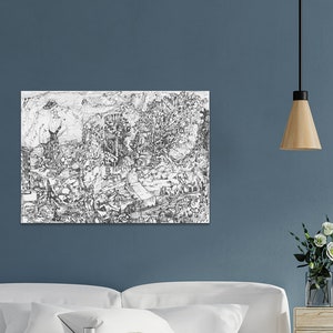 Texture Painting, Original Art, Black and White Wall Art, Original Abstract print on Canvas, Canvas Wall Prints - By Boaz Evry