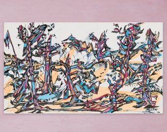 Abstract Power Pole Art Print on Canvas, Israeli Art