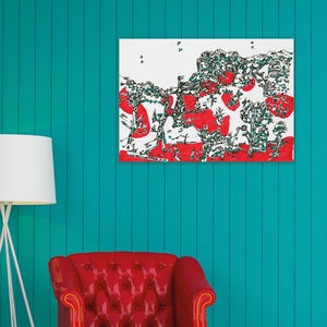 Red Wall Art, Abstract Art Print on Canvas, Modern Art Prints, Red Canvas, Contemporary Art, Big Canvas Pictures, Original Art by Boaz Evry