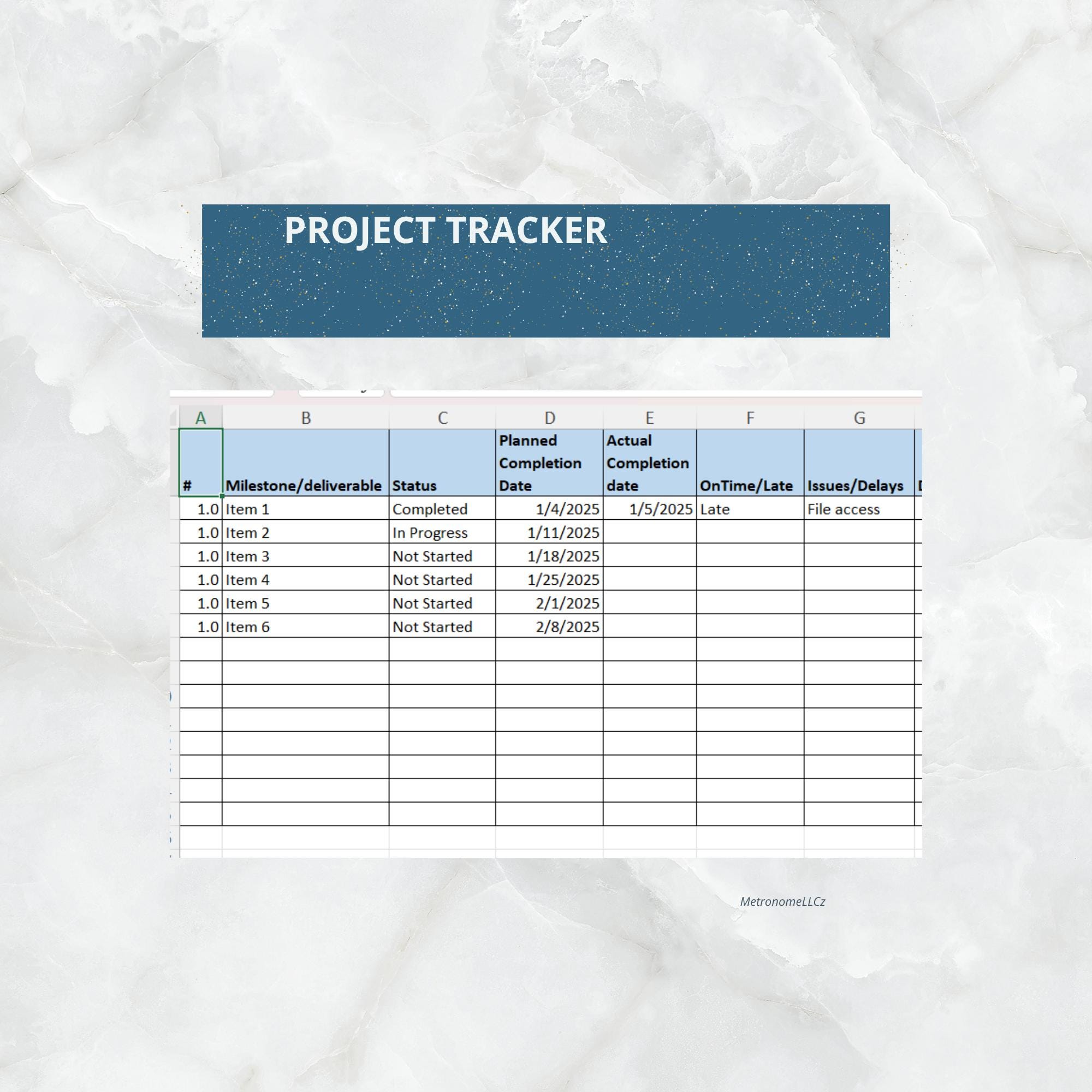 Project Tracker Excel Workbook for Small Business, Simple Tool for ...
