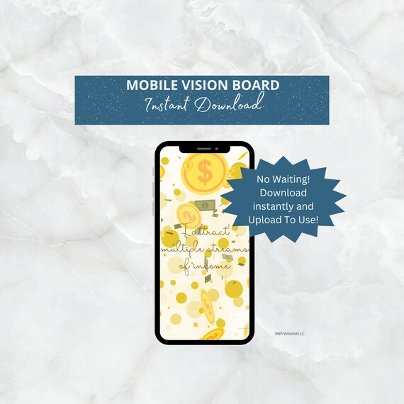 Mobile Vision Board | Instant Download | Abundance Affirmation | Falling Gold Coins & Money | 432Hz Water Music | Digital MP4 Visualization
