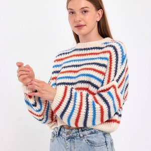 Colorful Sweater, Striped Sweater, Soft Sweater, Winter Sweater, Women Sweater, Boho Sweater, Women's Clothing, Chunky Sweater, Gift For Her