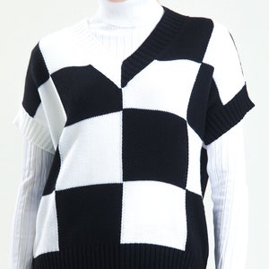 Wednesday Addams Jenna Handknit Black and White Sweater Vest - Etsy