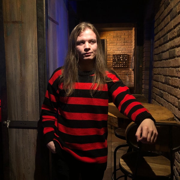 Kurt Cobain Sweater, Striped Sweater, Jumper Sweater, Oversize Sweater, Men's Sweater, Grunge Sweater, Fall Sweater, Winter Sweater