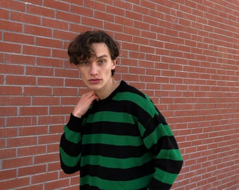 Striped Sweater, Jumper Sweater, Oversize Sweater, Men's Sweater, Fall Sweater, Winter Sweater, Minimalist Sweater, Tate Langdon Sweater