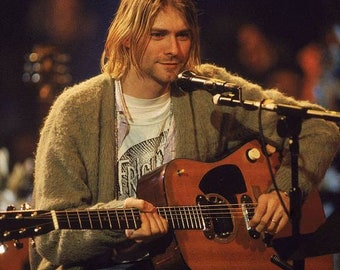 Cardigan Kurt Cobain, Cardigan Mohair, Cardigan Verde Grunge, Cardigan Minimalista, Cardigan All'uncinetto, Cardigan Maglione, Cardigan da Uomo