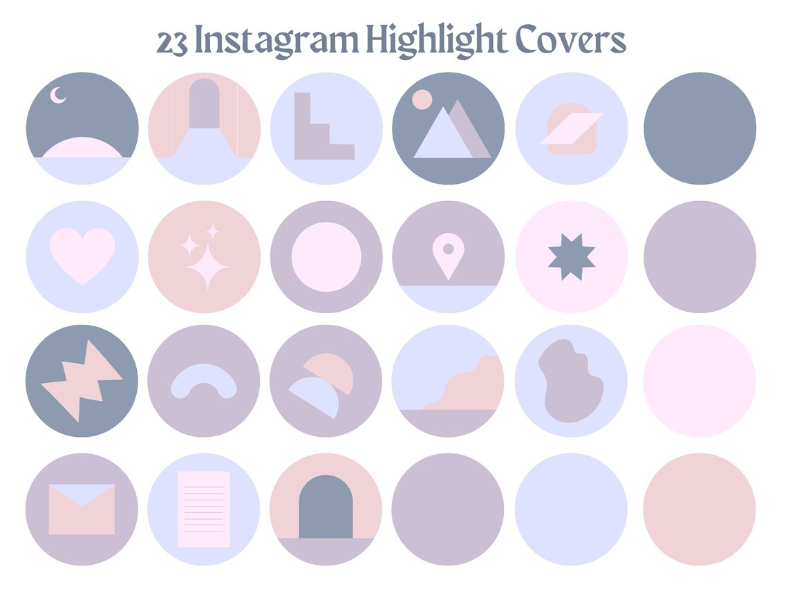 23 Pastel Instagram Highlight Covers Simple Geometric Etsy