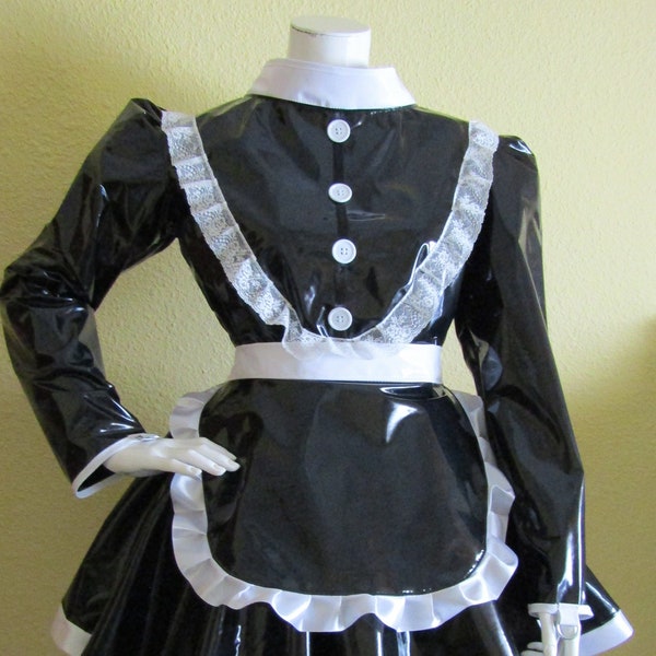 Vestido de sirvienta Sissy PVC con cerradura