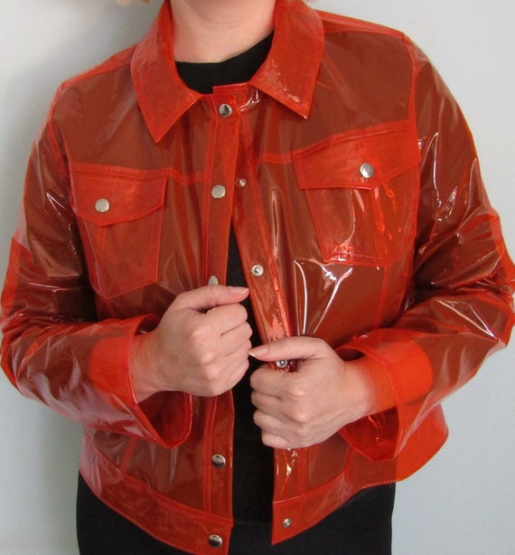 PVC Plastic Bomber Jacket Semitransparent Orange Etsy