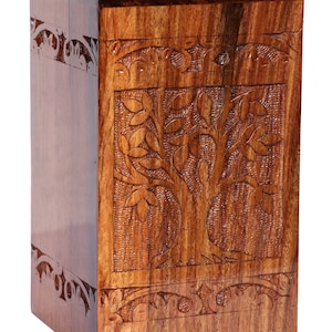 Personalized Cremation Large Ashe Box for Human & Animal | Wooden Storage Box For Ashes | Rosewood Wooden Engraved Tree Urns for Male Female