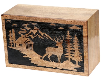 Personalized Wooden Cremation Urn: Engraved Pet/Human Ashes Box